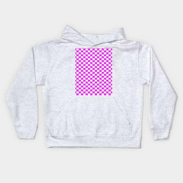 Checkered Pink And White Kids Hoodie by DragonTees